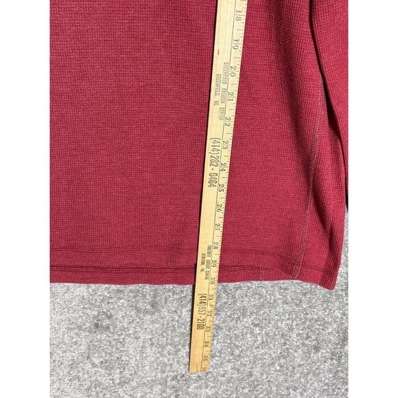 Eddie Bauer Henley Shirt Mens Size‎ XL Red Waffle Knit Long Sleeve Cotton Blend - Picture 8 of 8